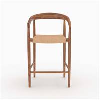 Breda chaise ilot central en cordage tressé naturel et bois de teck H66