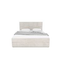 Paollo lit boxspring 160x200 avec rangement en velours sable et surmatelas