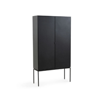 Cyril armoire 2 portes métal et cuir noir
