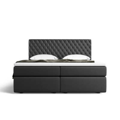 Sturami lit 160x200 Boxspring avec fonction rangement en PU Noir