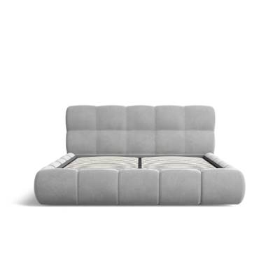 Lorea lit 180x200 avec rangement en velours gris clair