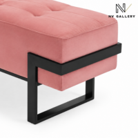 Sunny banc tissu rose et pieds métal noir