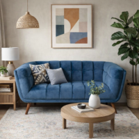 Beryl canapé 2 places en velours bleu