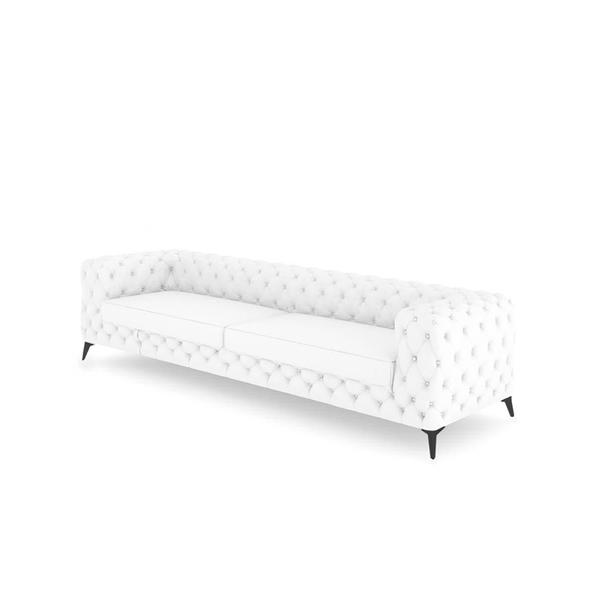 Bali canapé 3 places en cuir blanc et pieds noirs