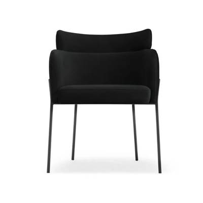 Baita chaise velours noir et pieds métal noir