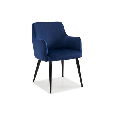 Dakota fauteuil en velours et en métal couleur bleu nuit