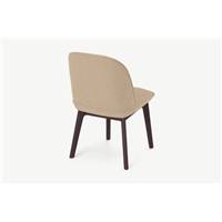 Erdee chaise tissé beige et pieds en bois teinté foncé