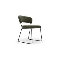 Hytu chaise en fer noir et tissu vert