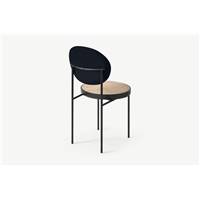 Rumana chaise rotin et velours bleu crépuscule