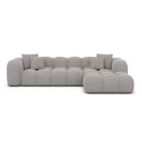 Cotton canapé d'angle droit en tissu texturé gris clair