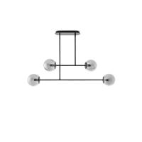 Sakura suspension metal et verre fumé 4 globes