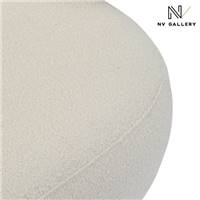 Havane canapé d'angle gauche en tissu bouclé blanc