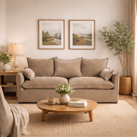 Noad canapé 4 places en lin épais marron