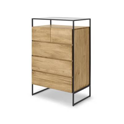 Kilby commode haute bois de manguier clair et métal noir