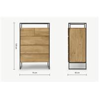 Kilby commode haute bois de manguier clair et métal noir