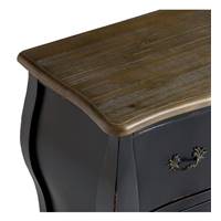 Manolo commode basse 2 tiroirs noir et pin massif effet vieilli