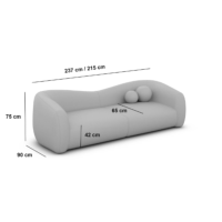 Rico canapé 2 places en tissu texturé gris anthracite