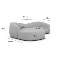 Rico canapé d'angle gauche en tissu texturé bleu foncé