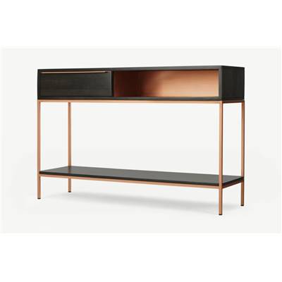 Anderson console en bois de manguier gris et cuivre