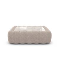 Quare table basse carrée en tissu texturé beige et verre