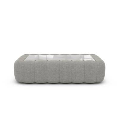 Ralia table basse rectangulaire en tissu texturé gris clair et verre