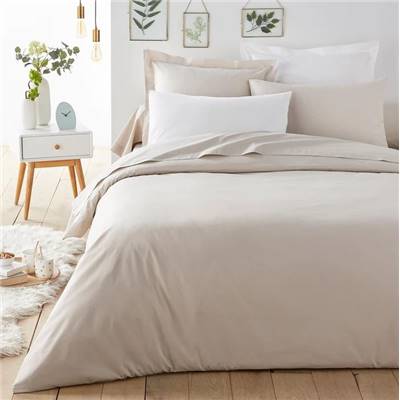 Nariosce housse de couette en coton beige galet 240x260