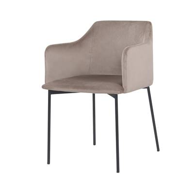 Amadeus fauteuil en velours beige foncé et pieds métal noir