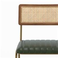 Natsu chaise en cuir vert et cannage