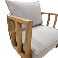 Aleksy fauteuil bois d’acacia et tissu beige naturel
