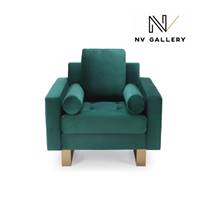 Felicie fauteuil velours vert et mtal dors