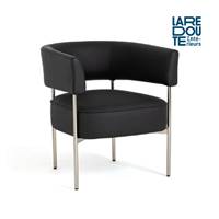 Fendu fauteuil métal et cuir lisse noir