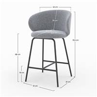 Mileto chaise îlot central tissu gris chiné H68