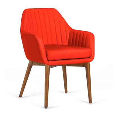 Yoko fauteuil tissu Orange pieds Frêne clair