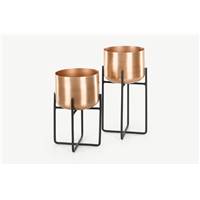 Salix lot de 2 cache-pots sur pieds cuivre
