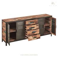 Factory buffet bois de bateau recyclé 4 portes 4 tiroirs L200cm