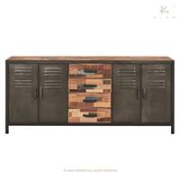 Factory buffet bois de bateau recycl 4 portes 4 tiroirs L200cm