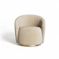 Jade fauteuil pivotant en velours taupe clair pied doré