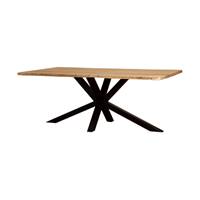 Live table à manger en bois d'acacia bords irréguliers pieds métal 220cm