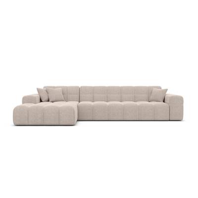 Lodce canapé d'angle gauche en tissu texturé beige