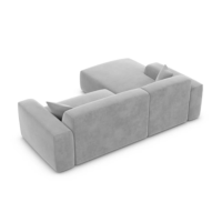 Novage canapé-lit d'angle gauche en velours gris clair avec coffre