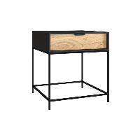 Timber table de chevet en bois d'acacia et métal noir 1 tiroir