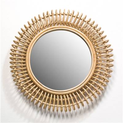 Sol miroir en rotin naturel rond 100Ø