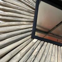 Nature miroir naturel en teck 65x65