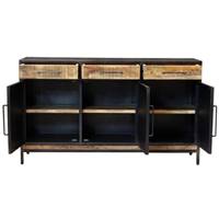 Néo buffet 3 portes 3 tiroirs en bois de manguier naturel et métal