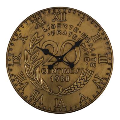 Pendule pièce de monnaie couleur laiton Ø 60 cm