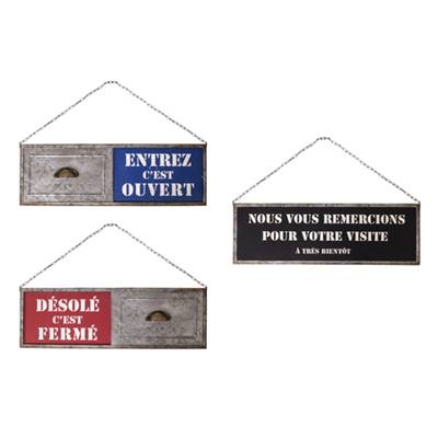 Panneau de porte sur chainette "ouvert fermé"