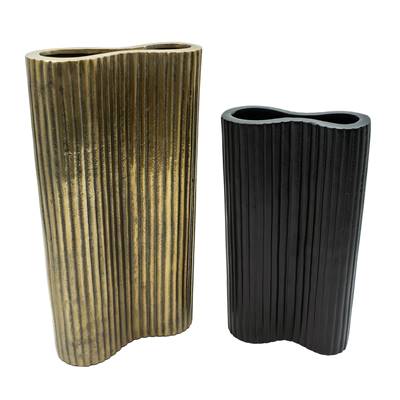 Set 2 vases doré H:37-noir H:30