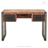 Nautical bureau bois de bateau recycl 2 tiroirs