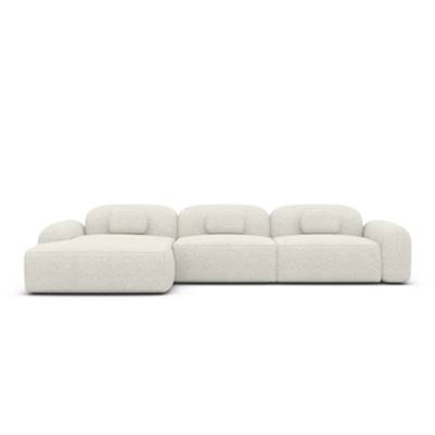 Buccana canapé d'angle gauche en tissu bouclé blanc