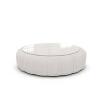 Virata table basse ronde en tissu texturé blanc